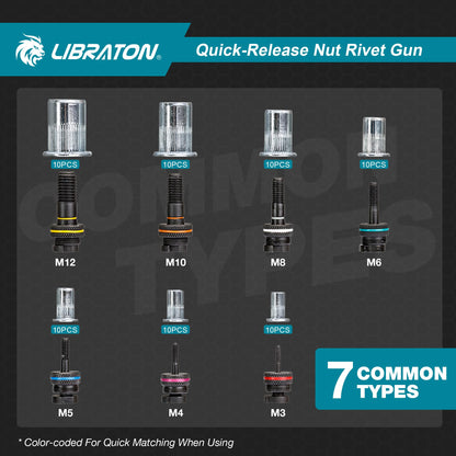 LIBRATON Nietmutternzange Set 16 Zoll mit 7 metrischen Dornen