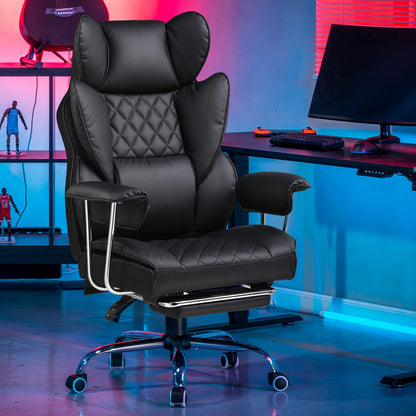 GTPLAYER Gaming Stuhl GT205-IE mit Fussstütze, Leder Schwarz