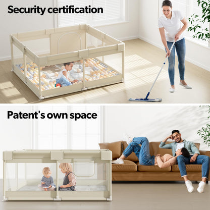 Fodoss Baby Laufgitter 120x120cm mit Matratze – Beige