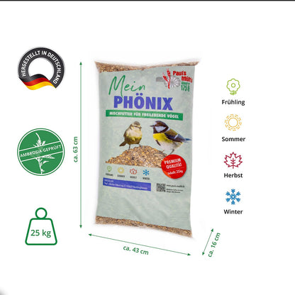 Paul's Mühle Phönix Wildvogelfutter für Brut & Aufzucht – 25 kg