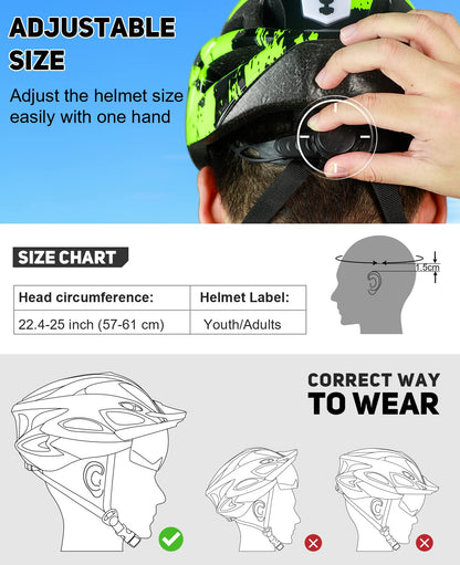 RaMokey Fahrradhelm mit LED-Licht und Magnetvisier, 57-62 cm