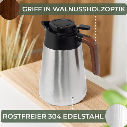 WALDWERK Thermoskanne 1,5 L – doppelwandige Edelstahl-Isolierkanne