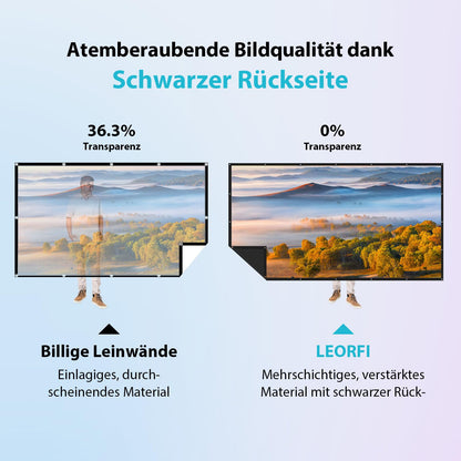 LEORFI Beamer Leinwand 120 Zoll – faltbare Projektionswand 16:9
