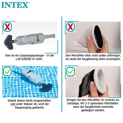 Intex Unterwasser Handheld Pool-Staubsauger Akkubetrieben Grau