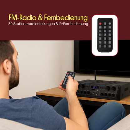 Pyle 500W Bluetooth Verstärker 4-Kanal Stereo Receiver mit FM-Radio