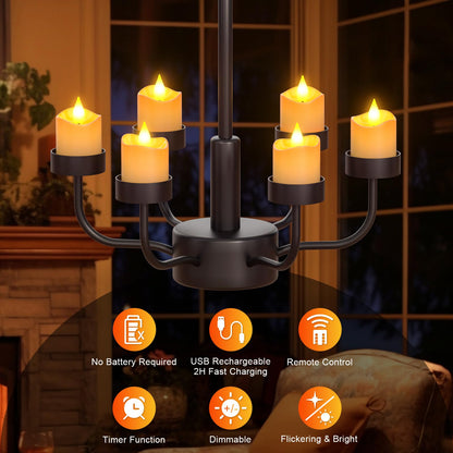 SoulBay LED Teelichter aufladbar mit Ladestation, 12 Stück