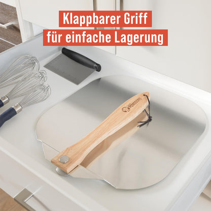 Chef Pomodoro Pizzaschieber Aluminium mit klappbarem Holzgriff, 66 cm