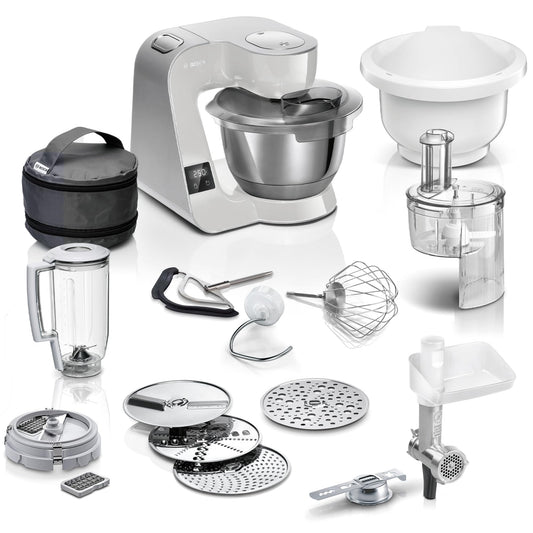 Bosch Küchenmaschine MUM5 MUM5XL72 mit Waage Grau/Silber. Kompaktes Gerät zum Rühren, Kneten und Wiegen von Zutaten.