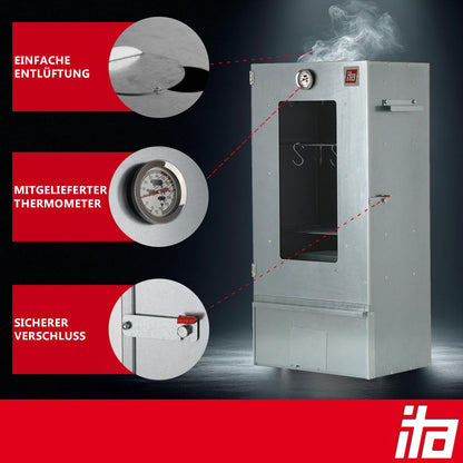 ITA Räucherofen 7000 – Räucherschrank Smoker 3 Etagen Sichtfenster