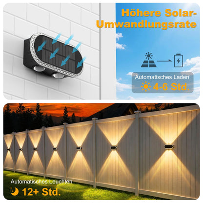 Hiromeco Solar Wandleuchte Aussen Up Down, 3 Farbmodi, IP65, 8er-Set