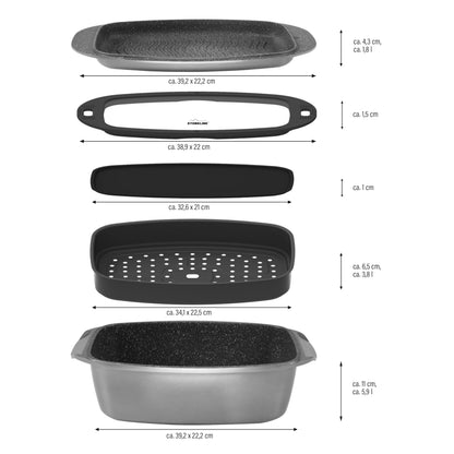 STONELINE Aluguss Bräter Set 5-teilig mit Deckel, induktionsgeeignet