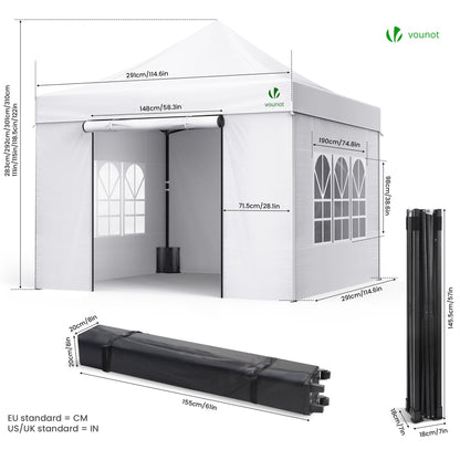 VOUNOT Pavillon 3x3m Pop Up Faltpavillon Partyzelt - Weiss