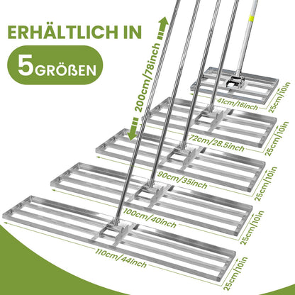 Plutohiker Rasen Nivellierrechen Edelstahl - 72x25 cm Stiel 2.15m