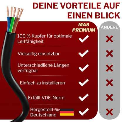 MAS Premium H05VV-F Kunststoffschlauchleitung - 5G1 Schwarz 90m
