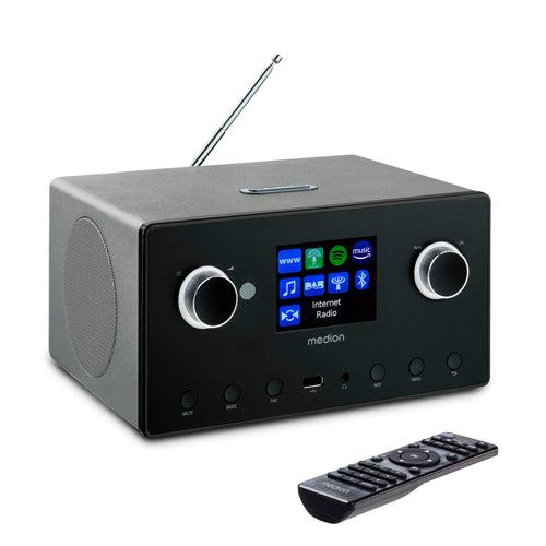 MEDION P85444 2.1 Internetradio mit Subwoofer, DAB+/UKW, Titan mit TFT-Farbdisplay und Stabantenne