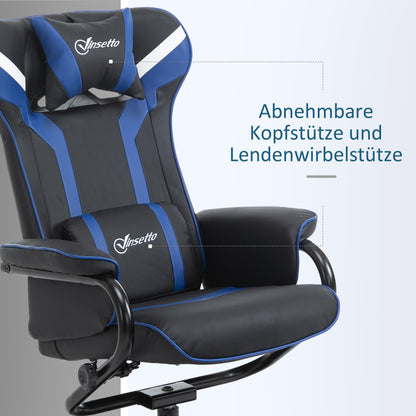 Vinsetto Relaxsessel mit Hocker – Gaming Sessel Dunkelblau+Schwarz