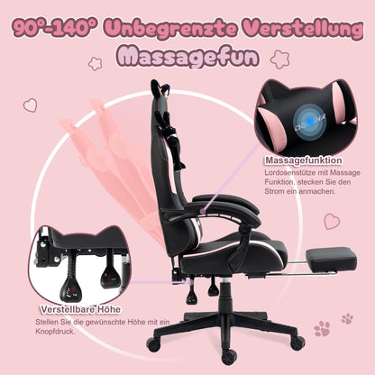Dowinx Gaming Stuhl Süsse Katze Edition - Ergonomisch Schwarz