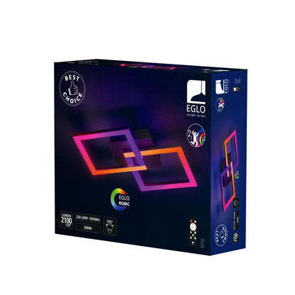 EGLO LED Deckenleuchte RGBIC mit Fernbedienung, Aluminium schwarz