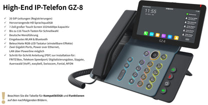 GEQUDIO GZ-8 IP Telefon – WLAN, Fritzbox, Telekom, Netzteil
