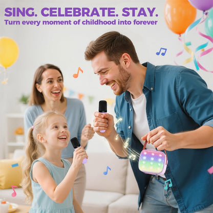 YLL Mini Kinder Karaoke Maschine K1-L mit 2 Mikrofonen, Lila