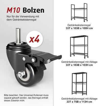 Rainsworth Getränkekistenregal mit Ablage – für 4 Kisten, Schwarz