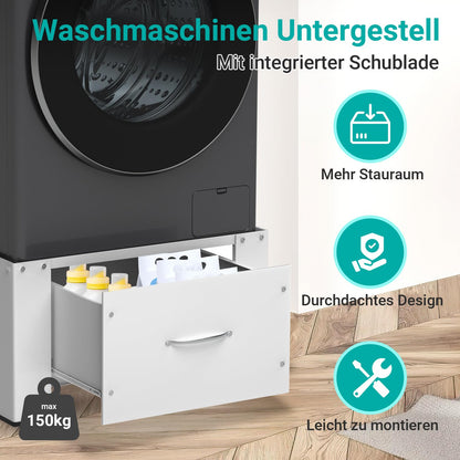 Herrselsam 2x Waschmaschinen Untergestell m. Schublade 63x54 cm Weiss