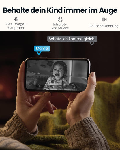 ieGeek 2K Überwachungskamera Innen SC1, WLAN Babyphone mit Nachtsicht