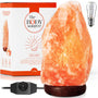 The Body Source Salzlampe 5-7 kg mit Dimmer und Holzständer – pinkfarbener Salzkristall, warmes Nachtlicht