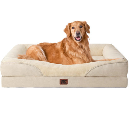 EHEYCIGA Orthopädisches Hundebett gross – Memory Foam, Beige