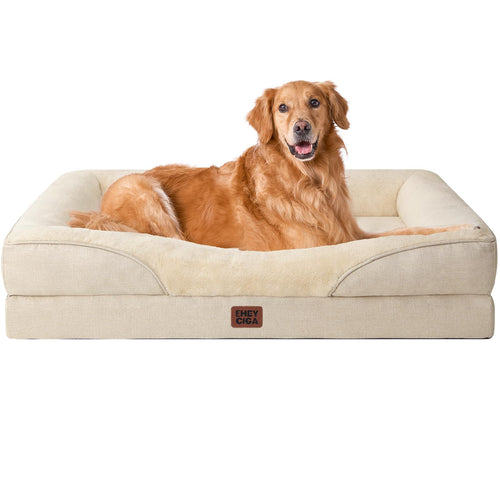 EHEYCIGA Orthopädisches Hundebett gross – Memory Foam, Beige