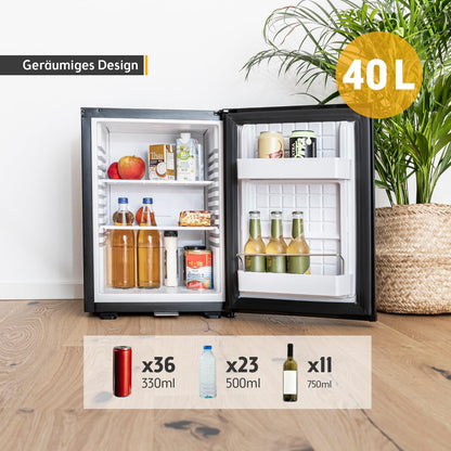TZS First Austria Mini Kühlschrank 40L – Lautlos, abschliessbar, Mattschwarz