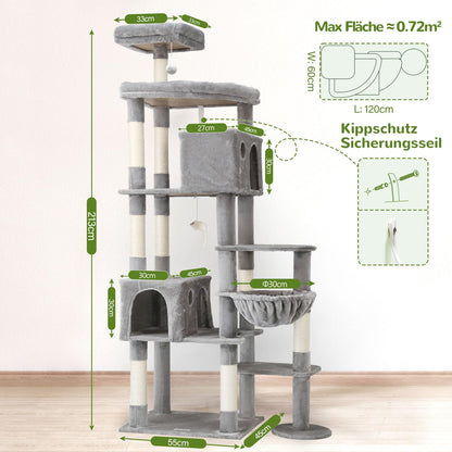 **Globlazer Kratzbaum XXL F83 für grosse Katzen – Hellgrau**