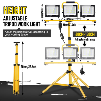 wowspeed LED Baustrahler 300W mit Stativ - Arbeitsleuchte