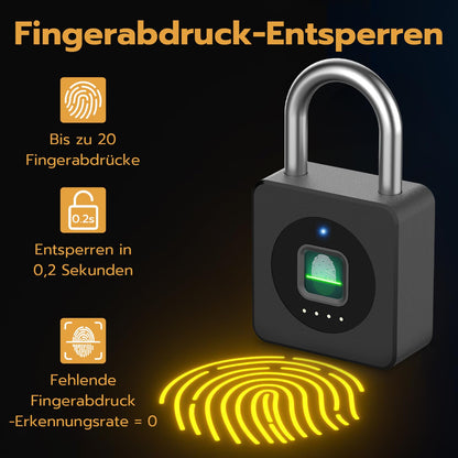 Anweller Vorhängeschloss mit Fingerabdruck und App, wetterfest
