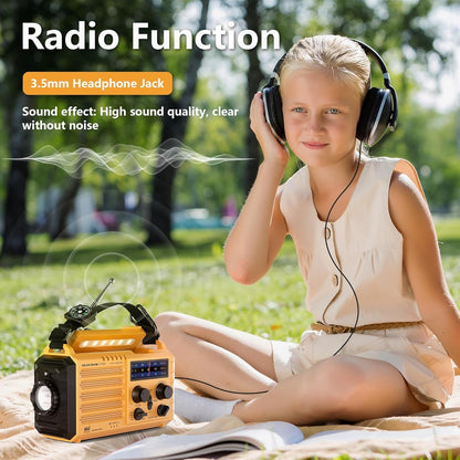 Mesqool Notfallradio 1009-Y, Solar-Kurbelradio AM/FM/SW mit Powerbank