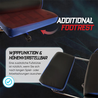 xRace Gaming Stuhl Ergonomischer Lederbürostuhl – Blau