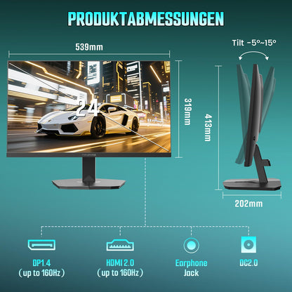 Minifire MFG24F4H Gaming Monitor 24 Zoll Full HD 200 Hz 1 ms FreeSync