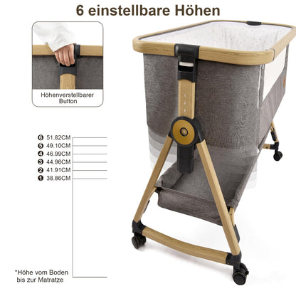 Maydolly Beistellbett 3in1 Babybett tragbar Stubenwagen – Grau