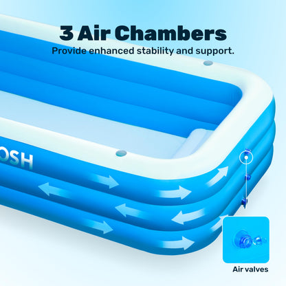 Sloosh Aufblasbarer Pool mit Sitzbank, 304,8 x 182,8 x 55,8 cm, Blau