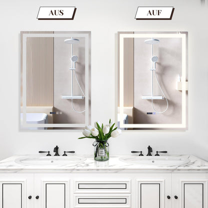 Mursche LED Badspiegel 50x70 cm - Dimmbar, Uhr, Entfogger