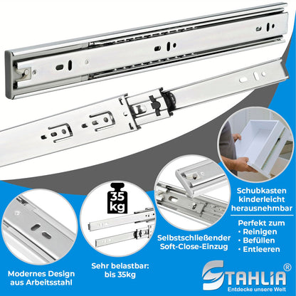 Stahlia Teleskopschienen Vollauszug – 45x400mm Softclose 8 Stk.