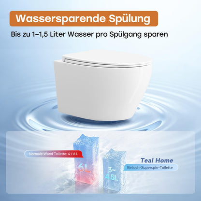 Hänge WC Spülrandlos Absenkautomatik – Weiss, Nano Beschichtung