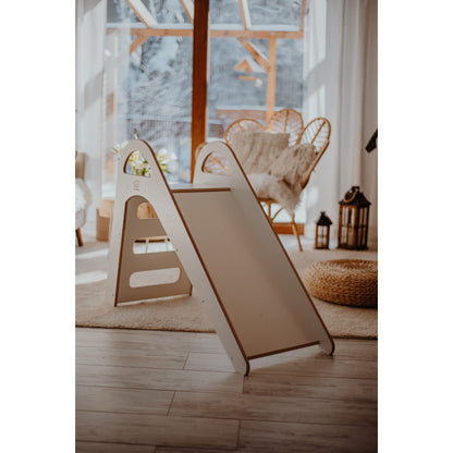 MEOWBABY Kinder Holzrutsche Indoor – Weiss – Ab 1 Jahr