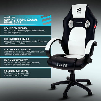 ELITE MG100 Exodus ergonomischer Gamingstuhl - Weiss/Pink