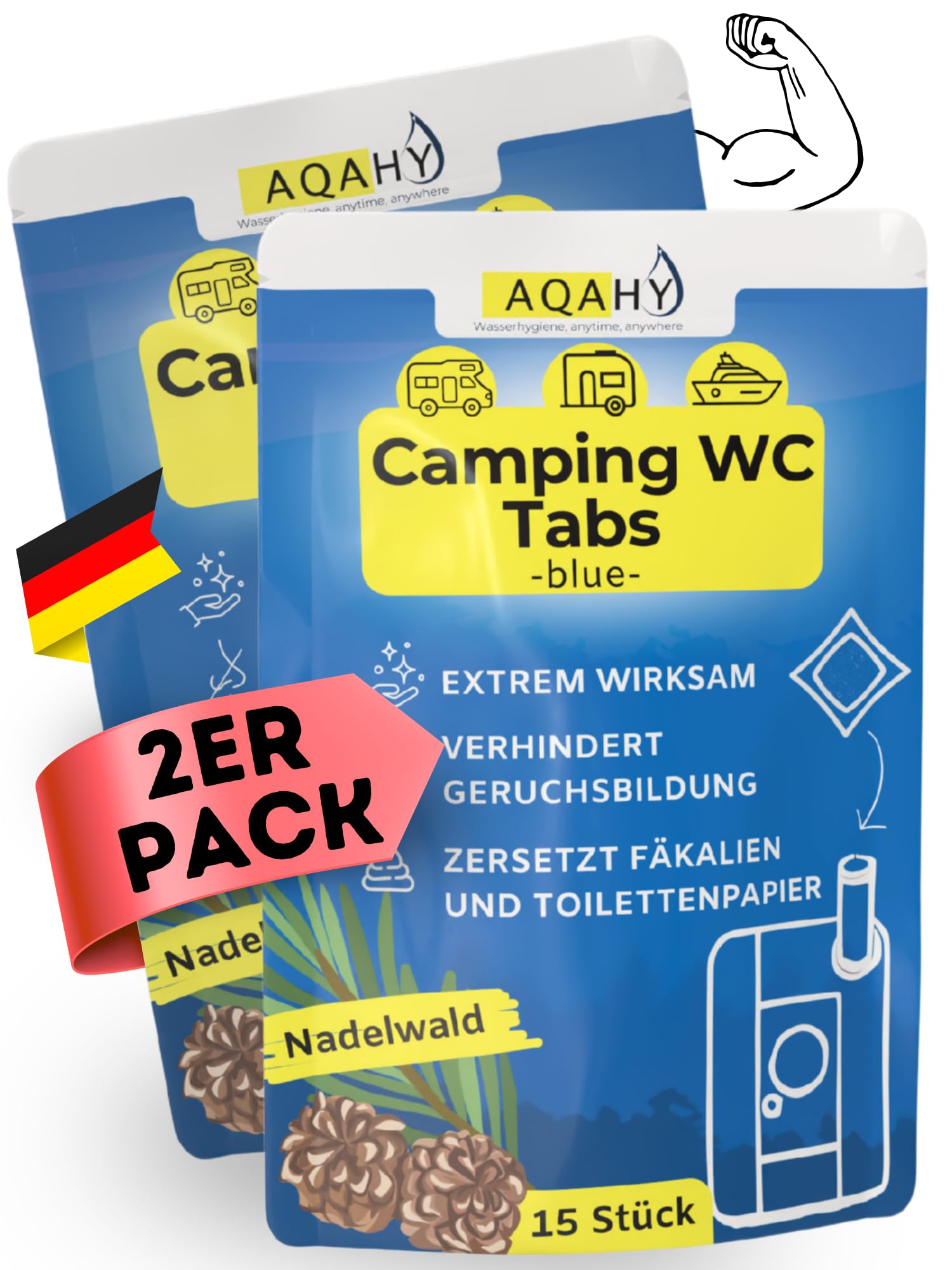 AQAHY WC Tabs blue extra stark – Toilettenzusatz für Chemietoilette