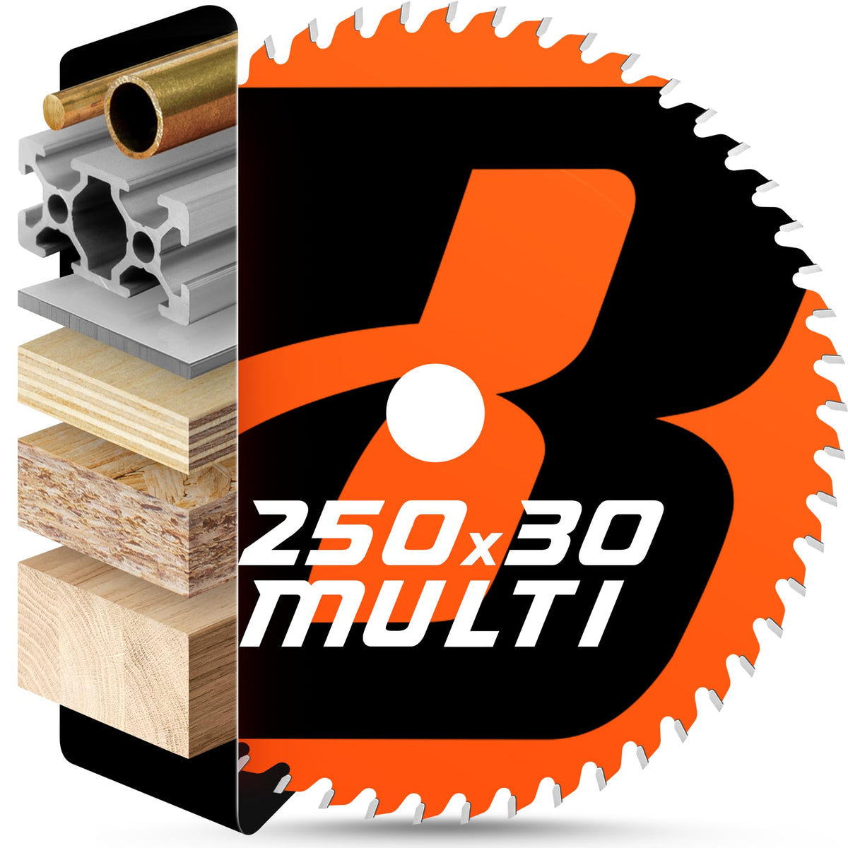 BAUBECK Kreissägeblatt 250x30 mm Multi Material Feinschnitt, 80 Zähne für Holz, Aluminium und Metall