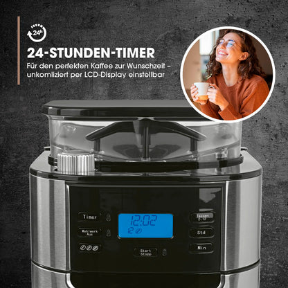 Premium Barista Filterkaffeemaschine Mahlwerk Thermokanne - Edelstahl