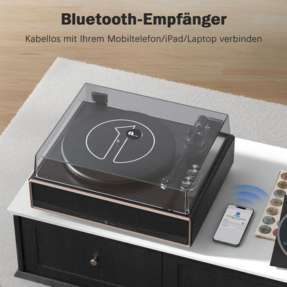 1 by ONE All-in-One Vinyl Plattenspieler – Bluetooth Lautsprecher