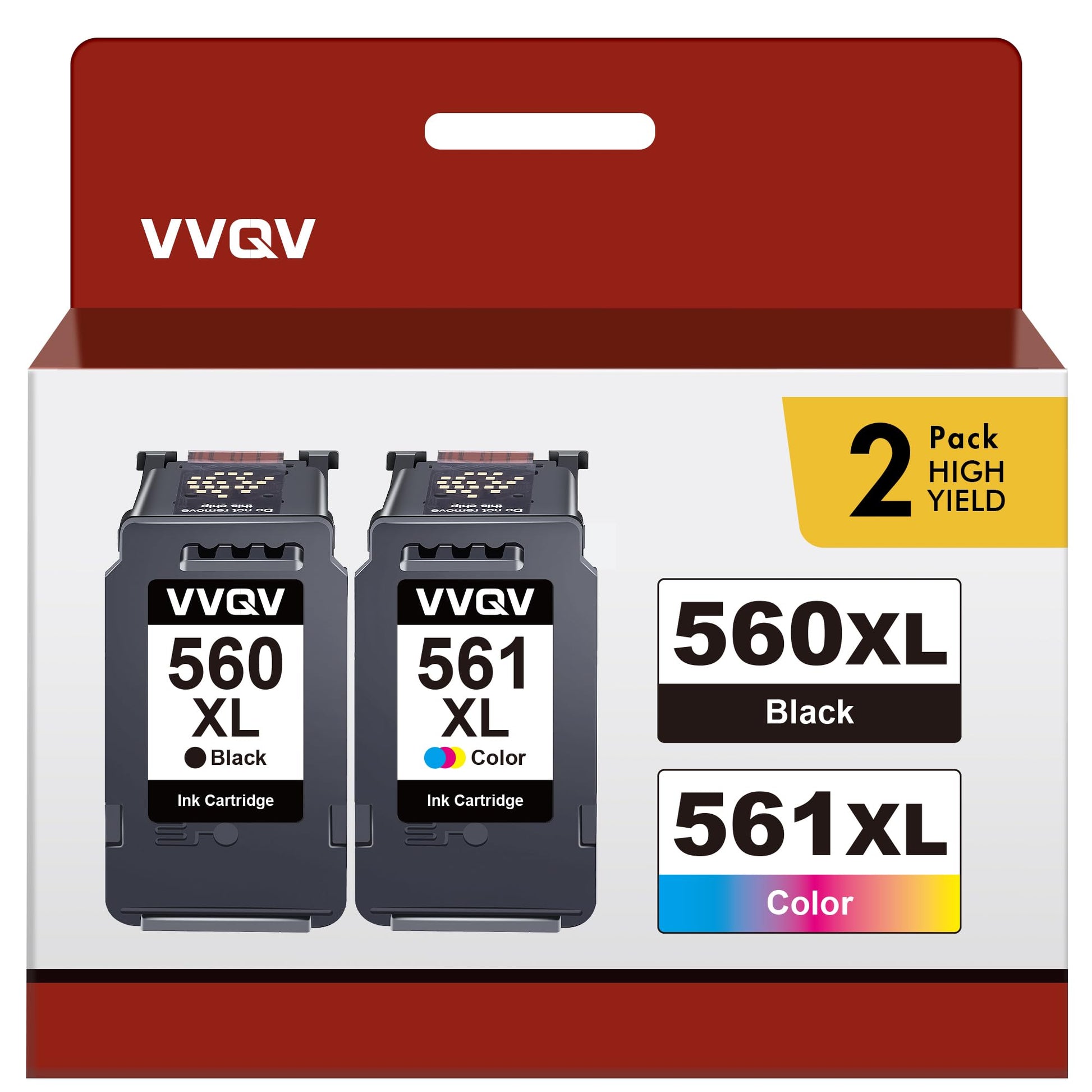 VVQV PG-560XL CL-561XL Tintenpatronen Multipack für Canon Pixma, 1 Schwarz- und 1 Tri-Color-Patrone