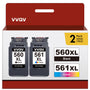 VVQV PG-560XL CL-561XL Tintenpatronen Multipack für Canon Pixma, 1 Schwarz- und 1 Tri-Color-Patrone